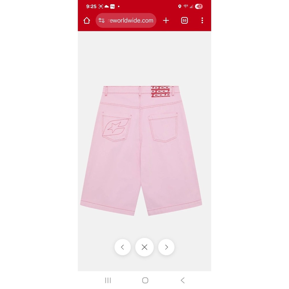 Cold Culture Stitching Jorts Sweet Lilac Pink Straight Loose Fit 100% Cotton Y2K - Picture 4 of 16